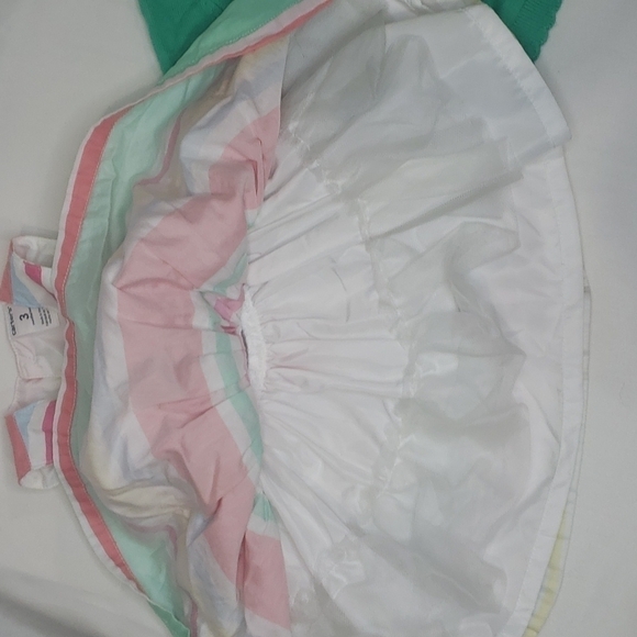 3/$30 CARTER'S Striped Pastel Easter Sleeveless Dress + Matching Cardigan - Picture 4 of 6